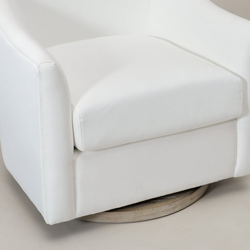 Ethel Swivel Nursery Glider - Pearl White Nursery Glider | Glider Chairs | Kinwell Furniture | Modern Nursing Chairs | Recliners & Rockers